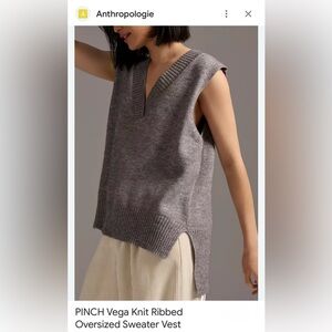 Anthropologie Gray V-Neck Sweater Vest